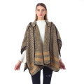 2021 Poncho cálido de invierno para mujer Retro geométrico mujer Abrigo con capucha Capa Tippet Tallas grandes ponchos y capas